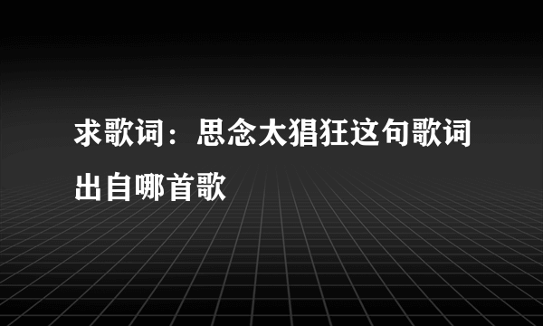 求歌词：思念太猖狂这句歌词出自哪首歌