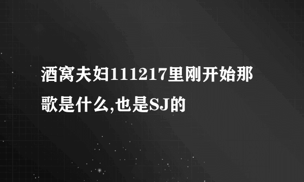 酒窝夫妇111217里刚开始那歌是什么,也是SJ的