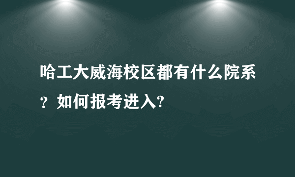 哈工大威海校区都有什么院系？如何报考进入?