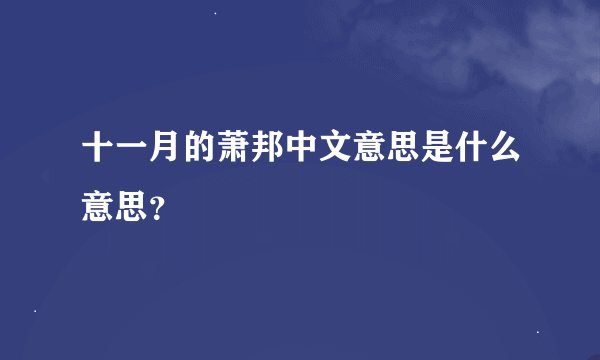 十一月的萧邦中文意思是什么意思？