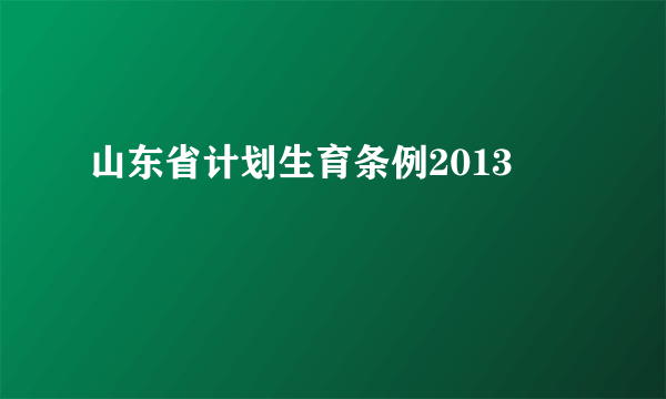 山东省计划生育条例2013