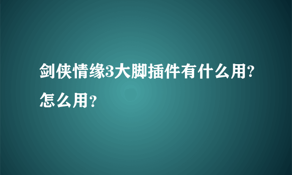 剑侠情缘3大脚插件有什么用?怎么用？