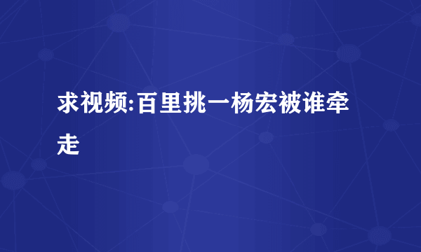 求视频:百里挑一杨宏被谁牵走