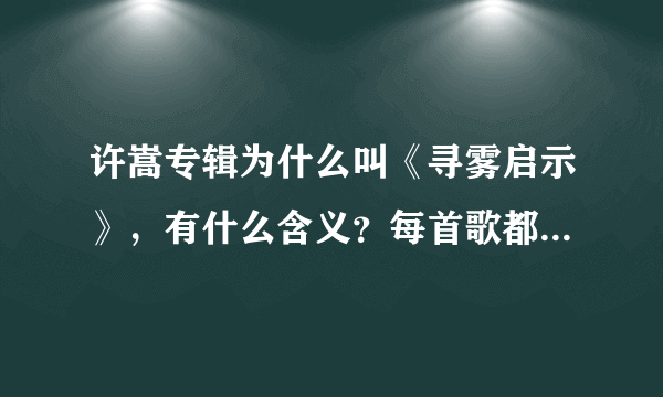 许嵩专辑为什么叫《寻雾启示》，有什么含义？每首歌都是在什么样的心情下写的拜托了各位 谢谢