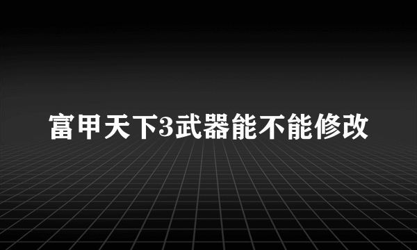 富甲天下3武器能不能修改