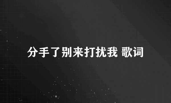 分手了别来打扰我 歌词