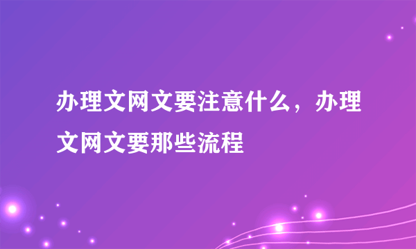 办理文网文要注意什么，办理文网文要那些流程