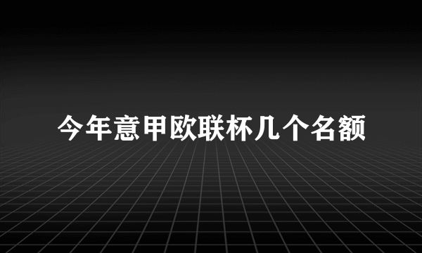 今年意甲欧联杯几个名额