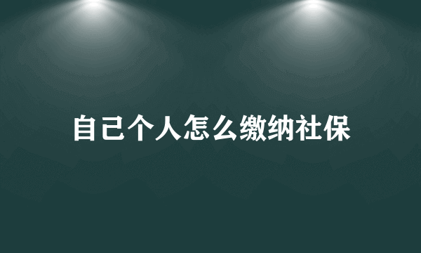 自己个人怎么缴纳社保