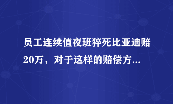 员工连续值夜班猝死比亚迪赔20万，对于这样的赔偿方案你怎么看？