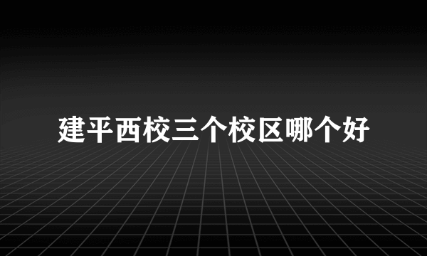 建平西校三个校区哪个好