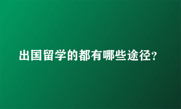 出国留学的都有哪些途径？