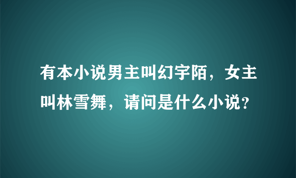 有本小说男主叫幻宇陌，女主叫林雪舞，请问是什么小说？