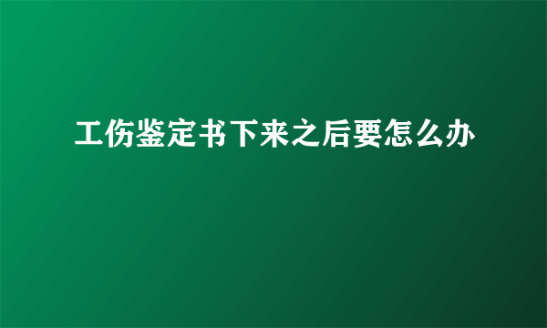 工伤鉴定书下来之后要怎么办