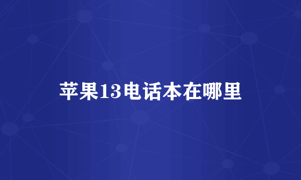 苹果13电话本在哪里