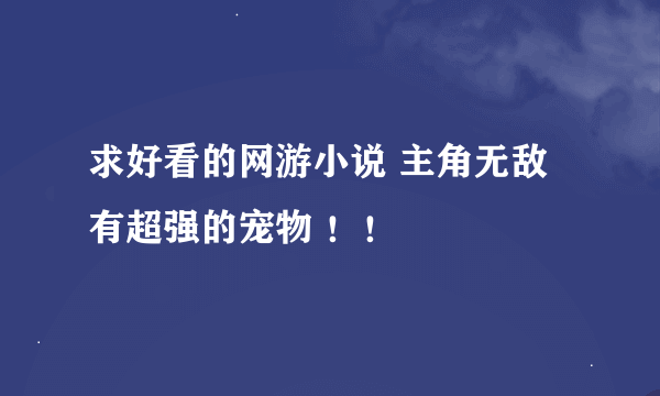 求好看的网游小说 主角无敌 有超强的宠物 ！！