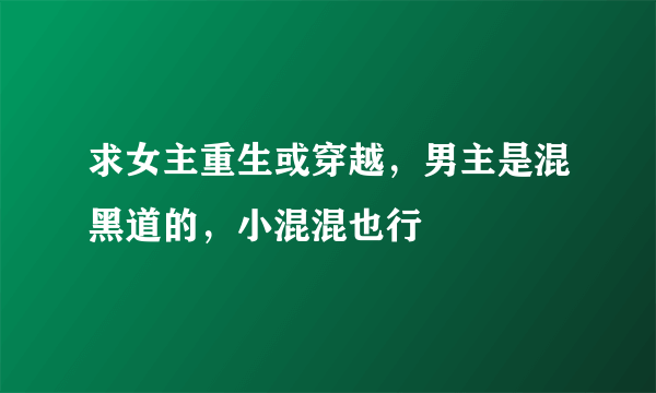 求女主重生或穿越，男主是混黑道的，小混混也行