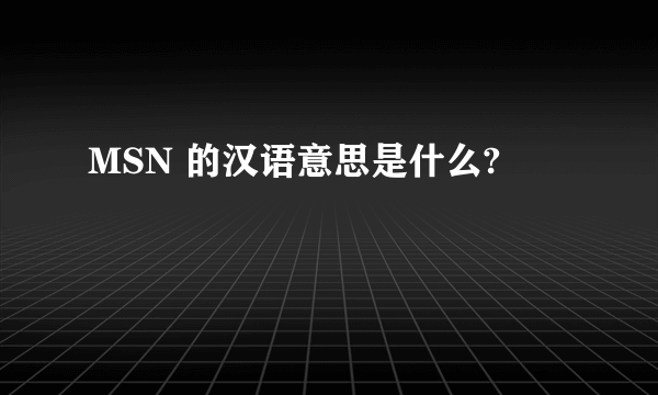 MSN 的汉语意思是什么?