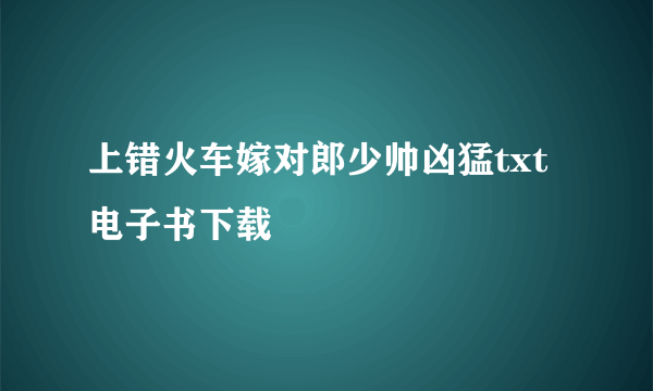 上错火车嫁对郎少帅凶猛txt电子书下载