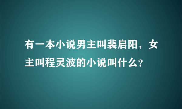 有一本小说男主叫裴启阳，女主叫程灵波的小说叫什么？