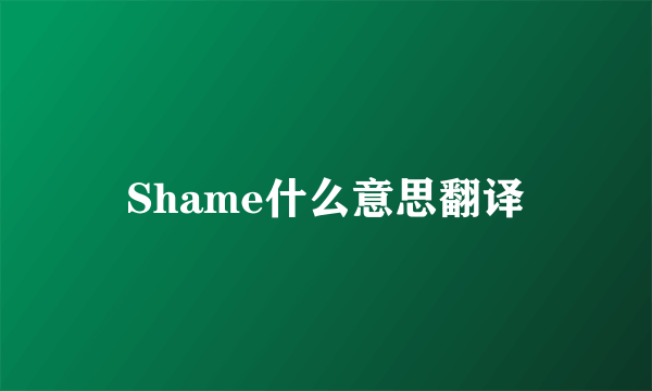 Shame什么意思翻译