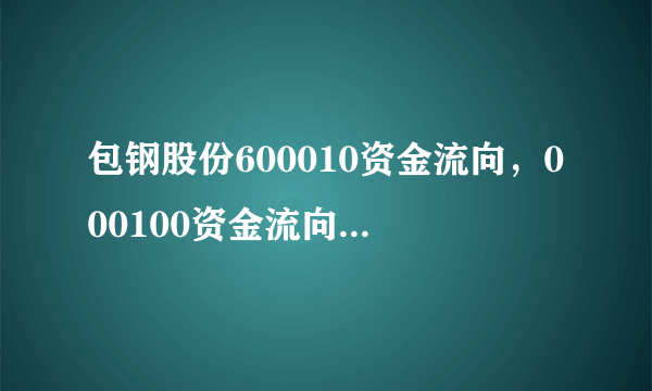 包钢股份600010资金流向，000100资金流向查询，如何分析个股资金流向呢？