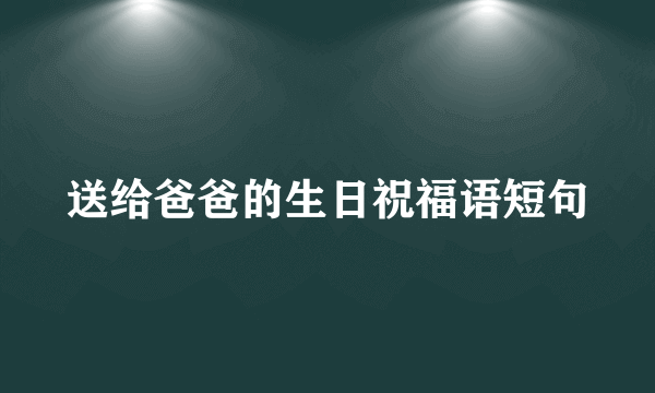 送给爸爸的生日祝福语短句