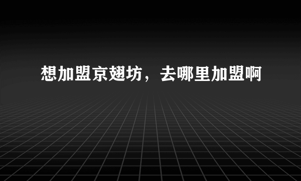 想加盟京翅坊，去哪里加盟啊