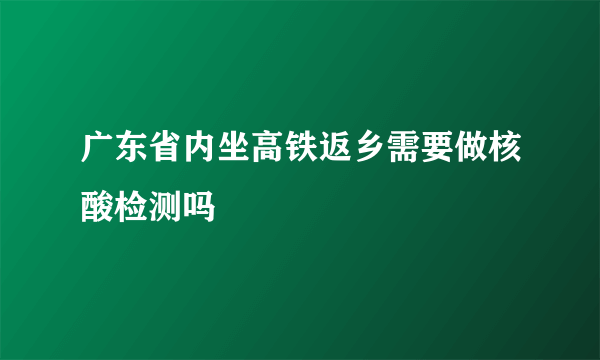 广东省内坐高铁返乡需要做核酸检测吗