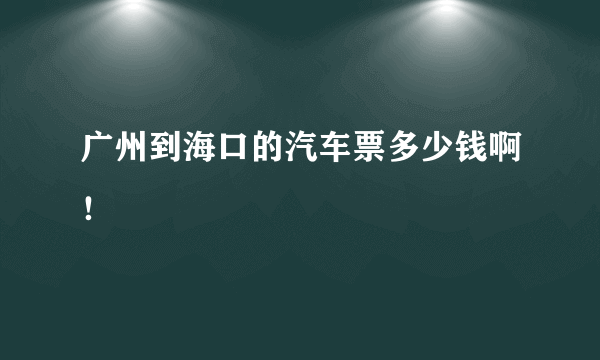 广州到海口的汽车票多少钱啊！