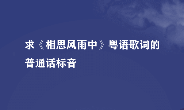 求《相思风雨中》粤语歌词的普通话标音