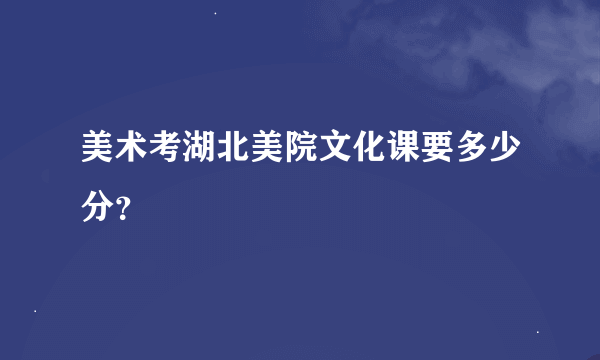 美术考湖北美院文化课要多少分？