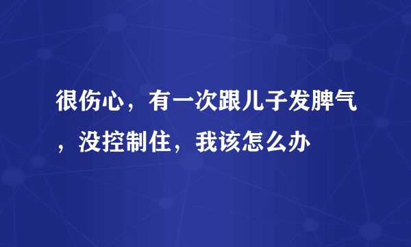 很伤心，有一次跟儿子发脾气，没控制住，我该怎么办