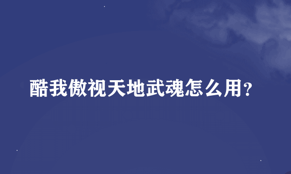 酷我傲视天地武魂怎么用？