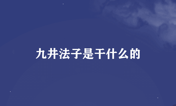 九井法子是干什么的