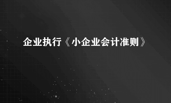 企业执行《小企业会计准则》