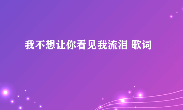 我不想让你看见我流泪 歌词