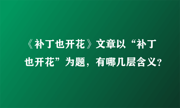 《补丁也开花》文章以“补丁也开花”为题，有哪几层含义？