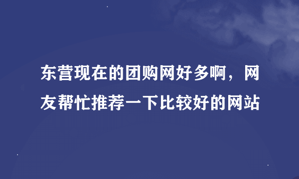 东营现在的团购网好多啊，网友帮忙推荐一下比较好的网站