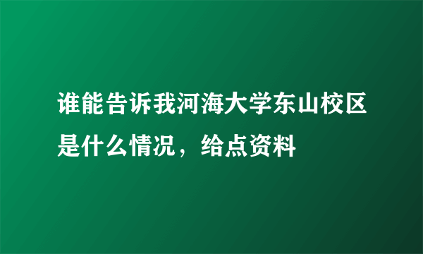 谁能告诉我河海大学东山校区是什么情况，给点资料