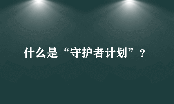 什么是“守护者计划”？