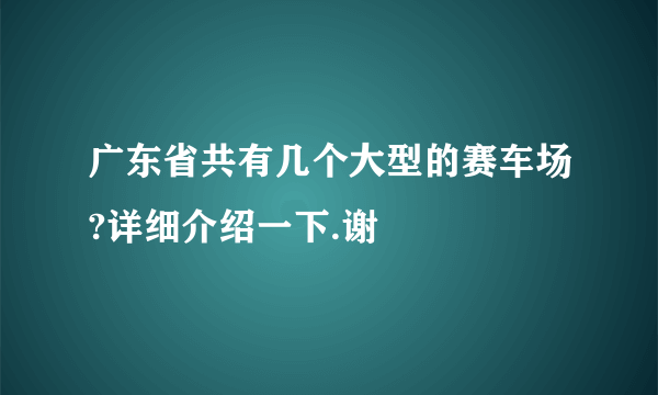 广东省共有几个大型的赛车场?详细介绍一下.谢