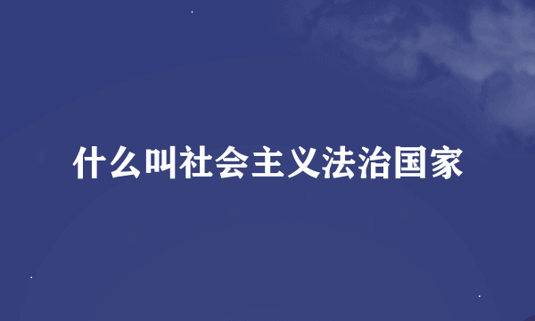 什么叫社会主义法治国家