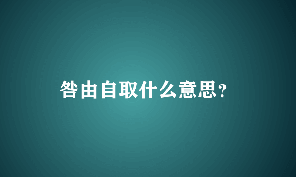 咎由自取什么意思？