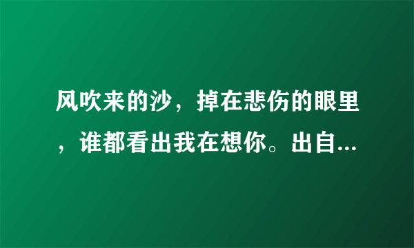 风吹来的沙，掉在悲伤的眼里，谁都看出我在想你。出自哪首歌?