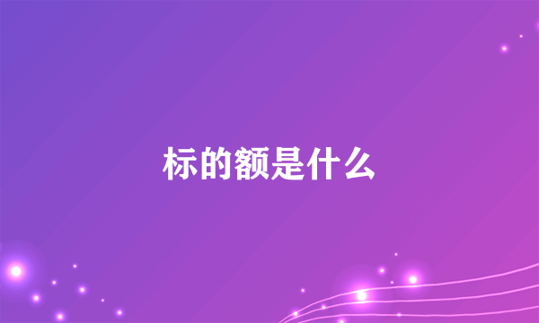 标的额是什么