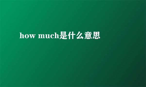 how much是什么意思