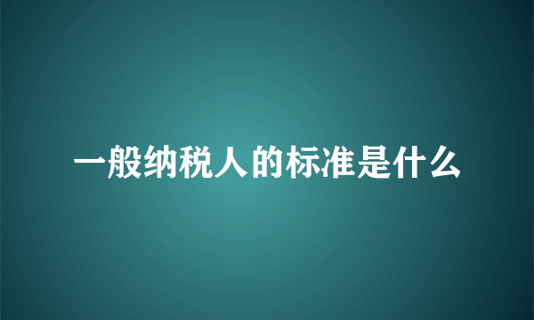 一般纳税人的标准是什么