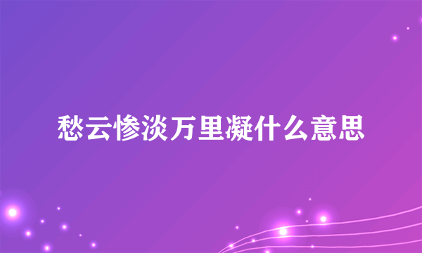 愁云惨淡万里凝什么意思