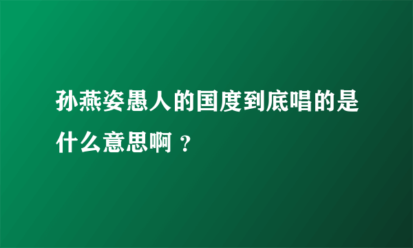 孙燕姿愚人的国度到底唱的是什么意思啊 ？